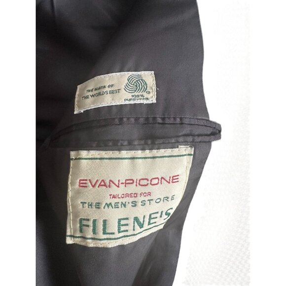 EVAN PICONE Men's Vintage Filenes Black Houndstooth Wool Blazer Jacket Size 44 L - Picture 5 of 10